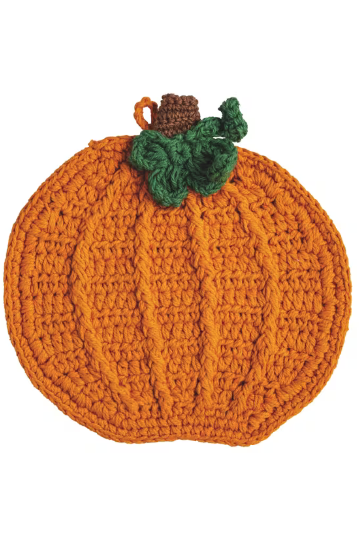 Heat-Resistant Cotton Trivet with Pumpkin Shape and Crocheted Grip Surface