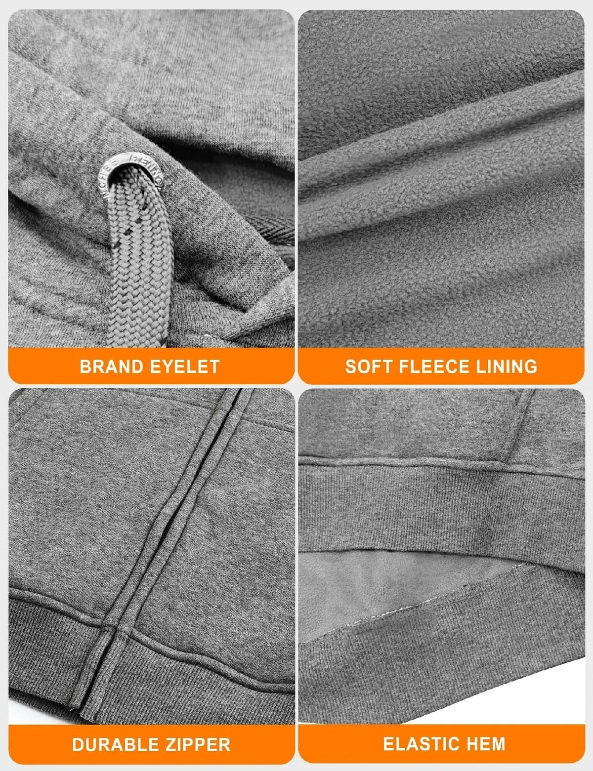 Mens Electric Heated Zipper Sweatshirt with Rechargeable Battery Pack and Dual Heating Zones
