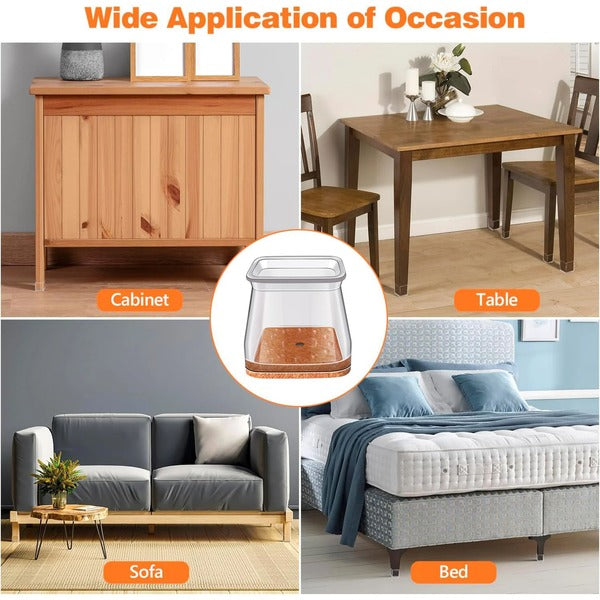 Square Chair Leg Protectors for Hardwood Floors, 24-Piece Furniture Set