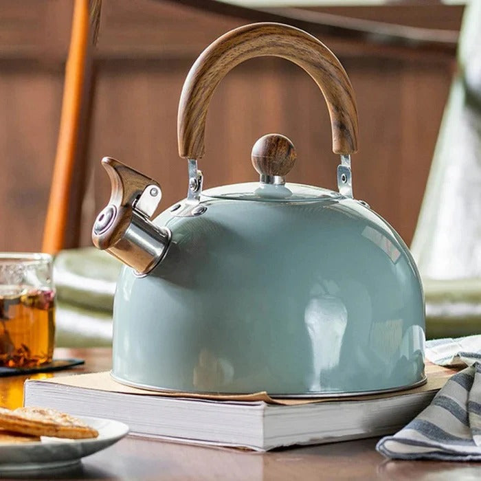 Stovetop Kettle with Automatic Whistle Alert and Flat Base for All Cooktops