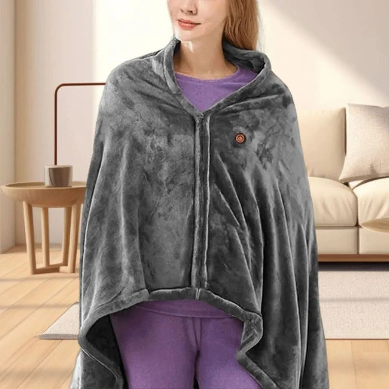 Portable Heated Blanket with Three Temperature Settings and Power Bank Compatible