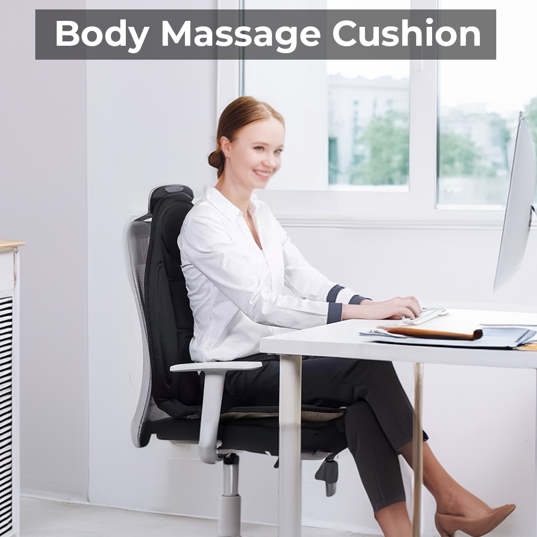 Massage Cushion with Eight Vibrating Nodes and Heat for Office and Car Seats