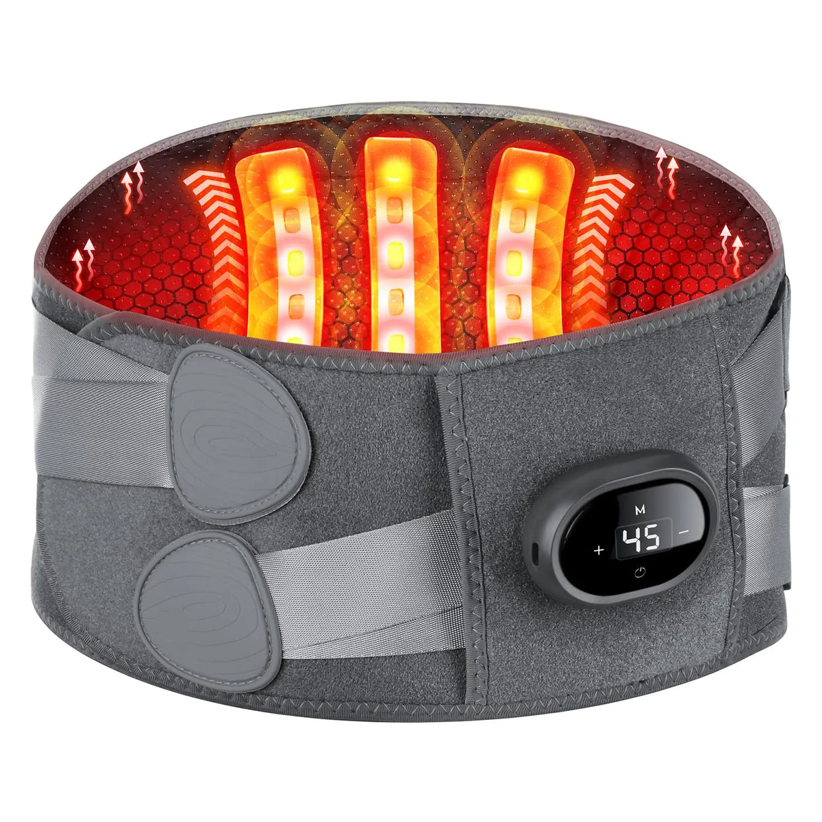 Heating Massager Belt with Red Light Therapy and Adjustable Vibration, Digital Display