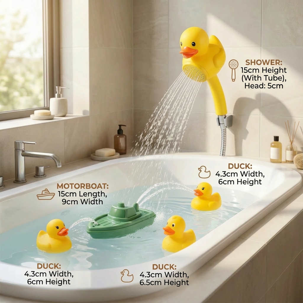 Duck Fountain Bath Toy with Motorized Boat and Squirting Ducks