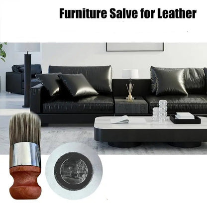 Leather Furniture Salve and Conditioner with Round Application Brush