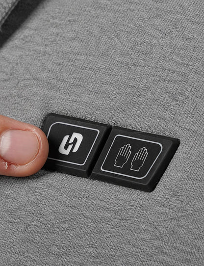 Mens Electric Heated Zipper Sweatshirt with Rechargeable Battery Pack and Dual Heating Zones