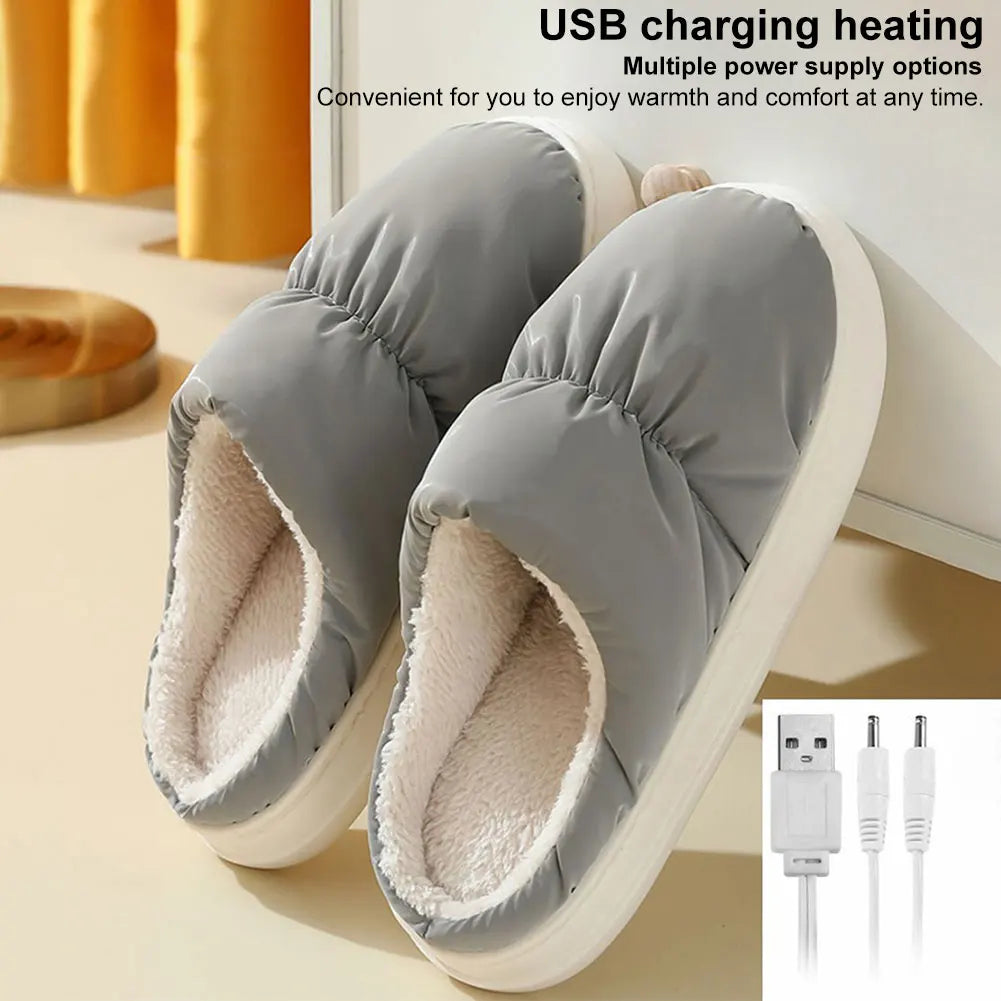 Heated Slippers with Detachable Power Cord and Nonslip Sole, Unisex