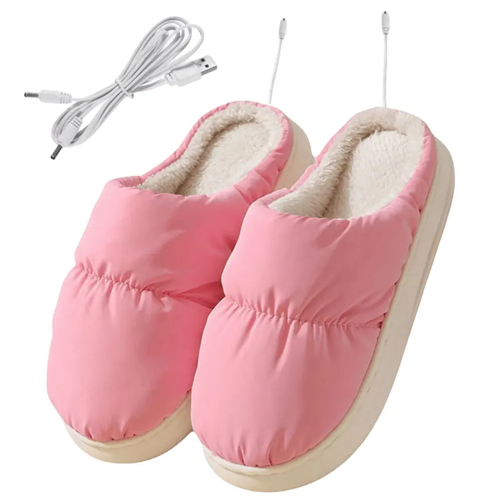 Heated Slippers with Detachable Power Cord and Nonslip Sole, Unisex