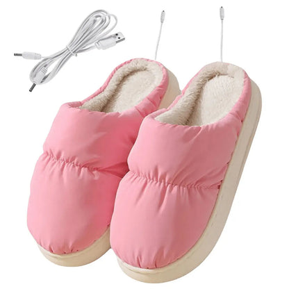 Heated Slippers with Detachable Power Cord and Nonslip Sole, Unisex