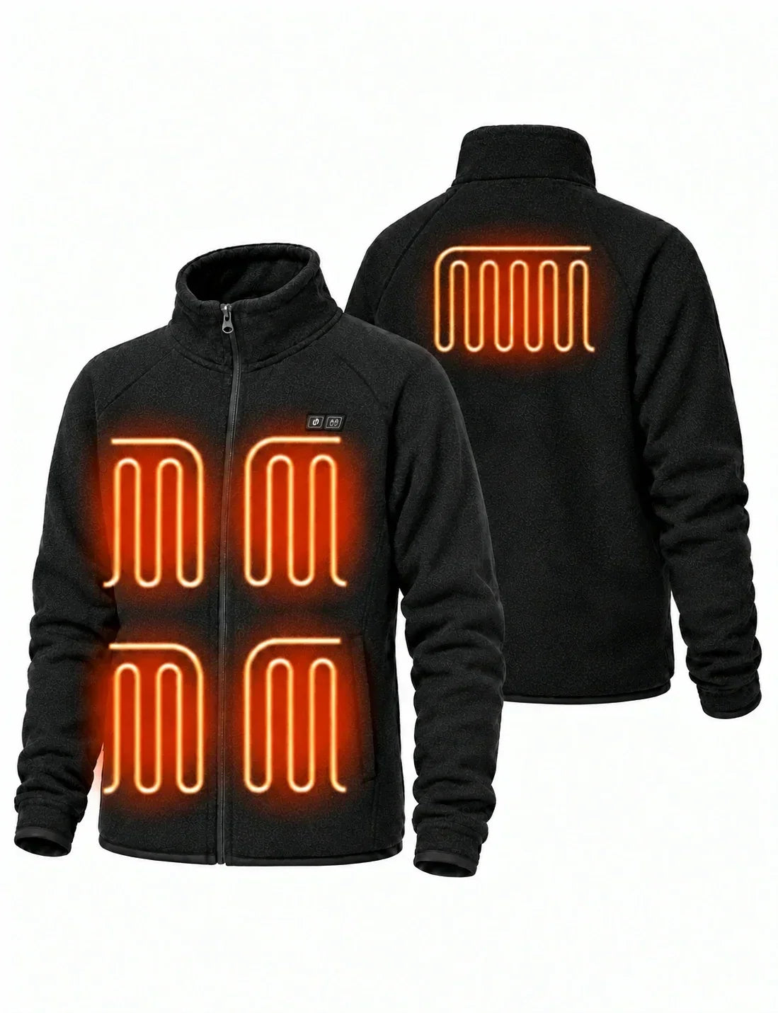Mens Heated Fleece Jacket with Five Carbon Fiber Zones and Three Heat Levels for Outdoors