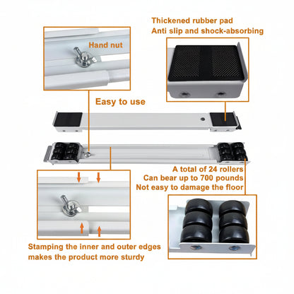 Appliance Roller Base with Dual Brake Locks and Adjustable Width