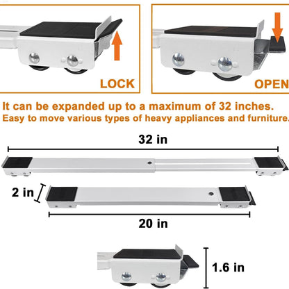 Appliance Roller Base with Dual Brake Locks and Adjustable Width