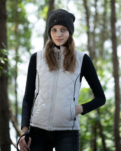 ARRIS Heated Vest for Women, Size Adjustable 7.4V Electric Warm Vest 8 Heating Panels with Battery Pack(Grey White)