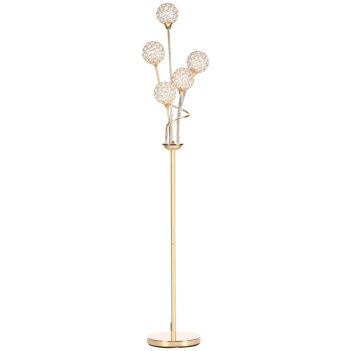 Bale 5-Light Crystal Floor Lamp, Gold Tone Metal Frame