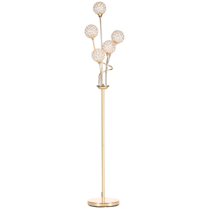 Bale 5-Light Crystal Floor Lamp, Gold Tone Metal Frame
