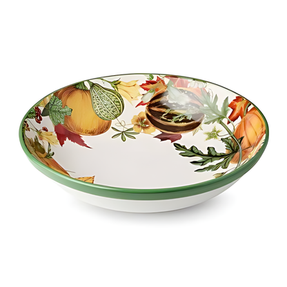 13-Inch Ceramic Serving Bowl with Harvest Print and 128-Ounce Capacity