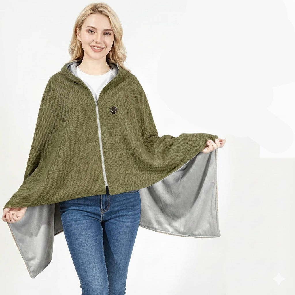 USB Heated Shawl Blanket with Three Heat Levels and Eight Heating Zones