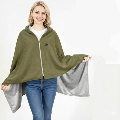 USB Heated Shawl Blanket with Three Heat Levels and Eight Heating Zones