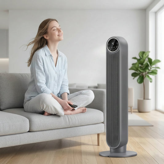 Bladeless Tower Fan with 8 Speed Settings and 90 Degree Oscillation, Ultra Quiet 20 Decibel Operation