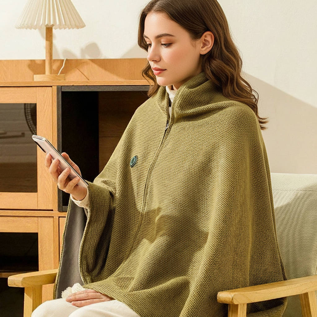 USB Heated Shawl Blanket with Three Heat Levels and Eight Heating Zones