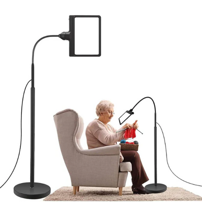 5X Magnifying Floor Lamp with Full-Page Lens and Adjustable Gooseneck Arm