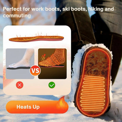 USB Rechargeable Heated Insoles with Dual Zones and Adjustable Temperature for Winter