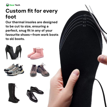 USB Rechargeable Heated Insoles with Dual Zones and Adjustable Temperature for Winter