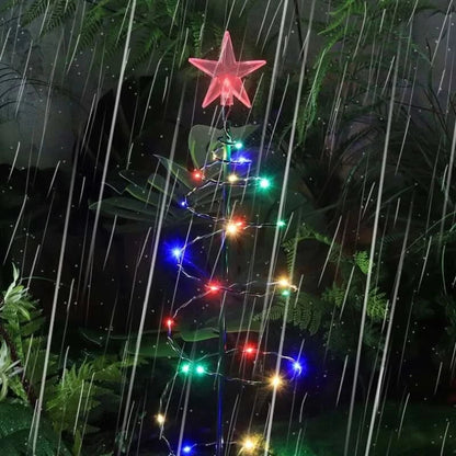 Solar Powered Metal Christmas Tree Light with 50 LEDs, Three Lighting Modes and Warm or Multicolor Glow