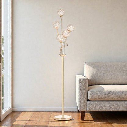 Bale 5-Light Crystal Floor Lamp, Gold Tone Metal Frame