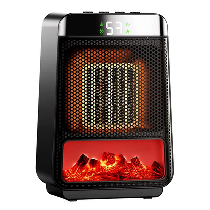Compact Ceramic Heater with Digital Timer and Flame Effect Light
