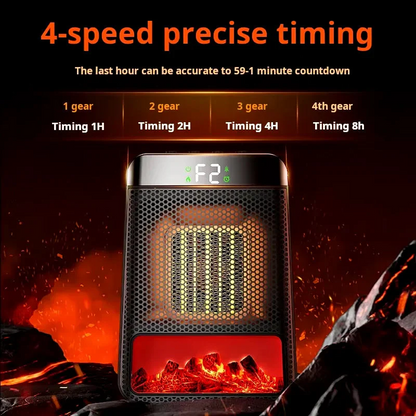 Compact Ceramic Heater with Digital Timer and Flame Effect Light