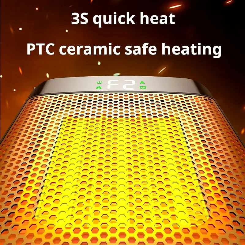 Compact Ceramic Heater with Digital Timer and Flame Effect Light