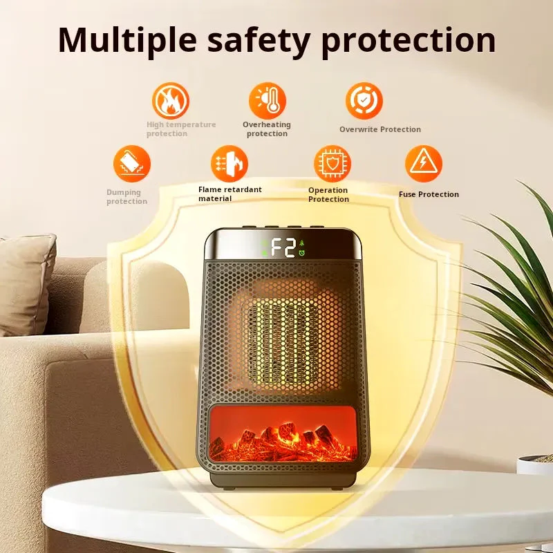 Compact Ceramic Heater with Digital Timer and Flame Effect Light
