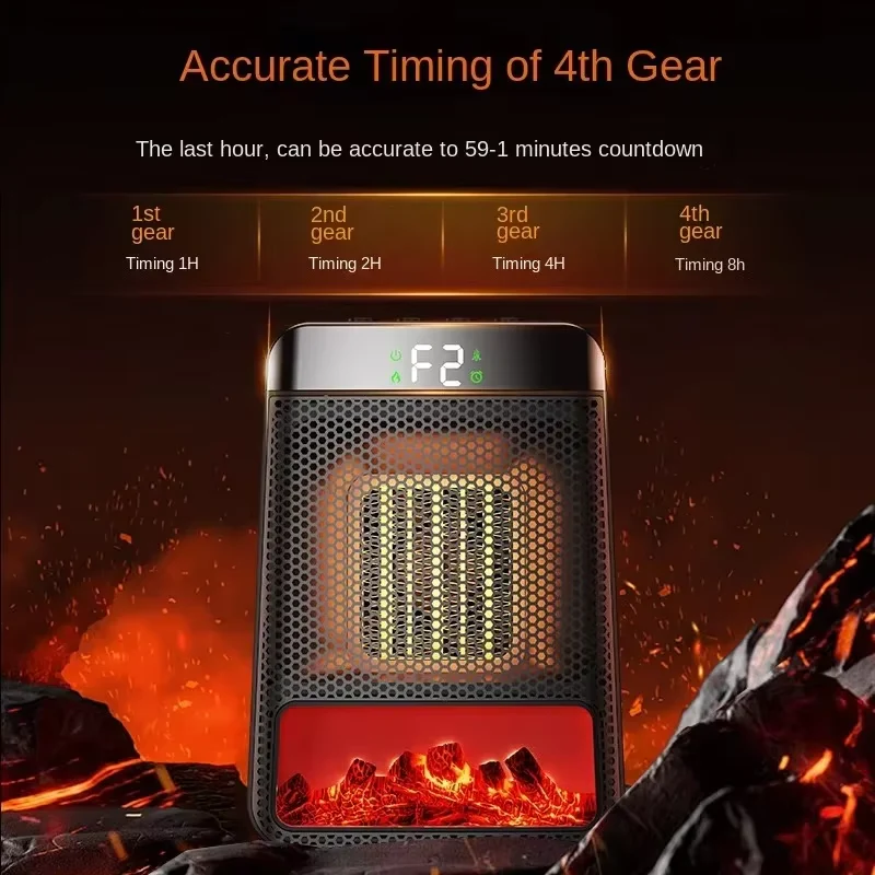 Compact Ceramic Heater with Digital Timer and Flame Effect Light