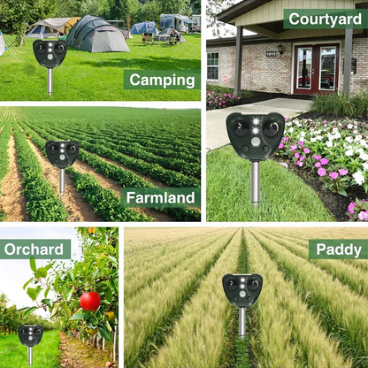 Motion Activated Bird Repeller with Ultrasonic Sound and LED Flash, 30ft Range