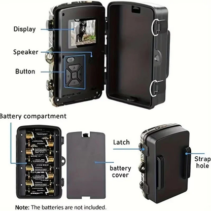 Trail Camera with 16MP Photos and 1080P Video, 38 No-Glow Infrared LEDs