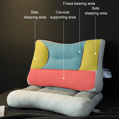 Contoured Neck Pillow with Dual Height Support and Multi-Zone Construction, Machine Washable