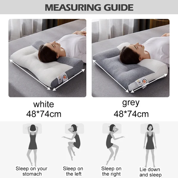 Contoured Neck Pillow with Dual Height Support and Multi-Zone Construction, Machine Washable