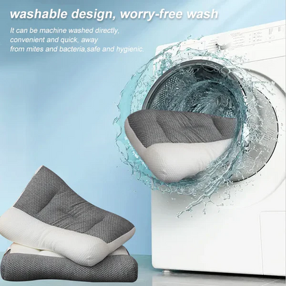 Contoured Neck Pillow with Dual Height Support and Multi-Zone Construction, Machine Washable