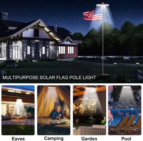 Solar Powered Flagpole with LED Flag Pole Lights