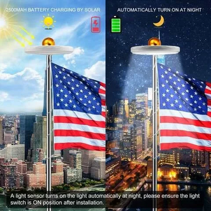 Solar Powered Flagpole with LED Flag Pole Lights
