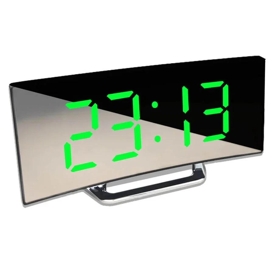 Curved LED Digital Clock with Adjustable Brightness