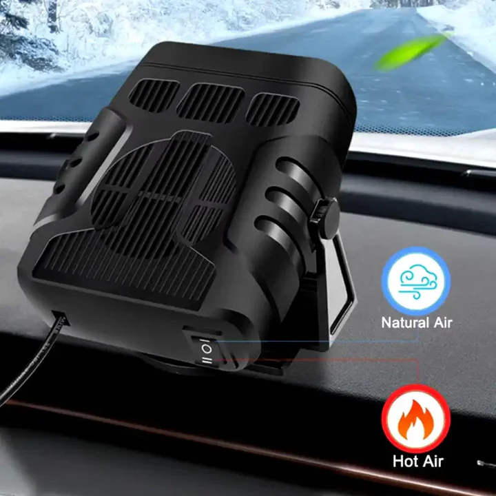 12V Car Heater and Cooling Fan with 360 Degree Rotation and Dashboard Mount