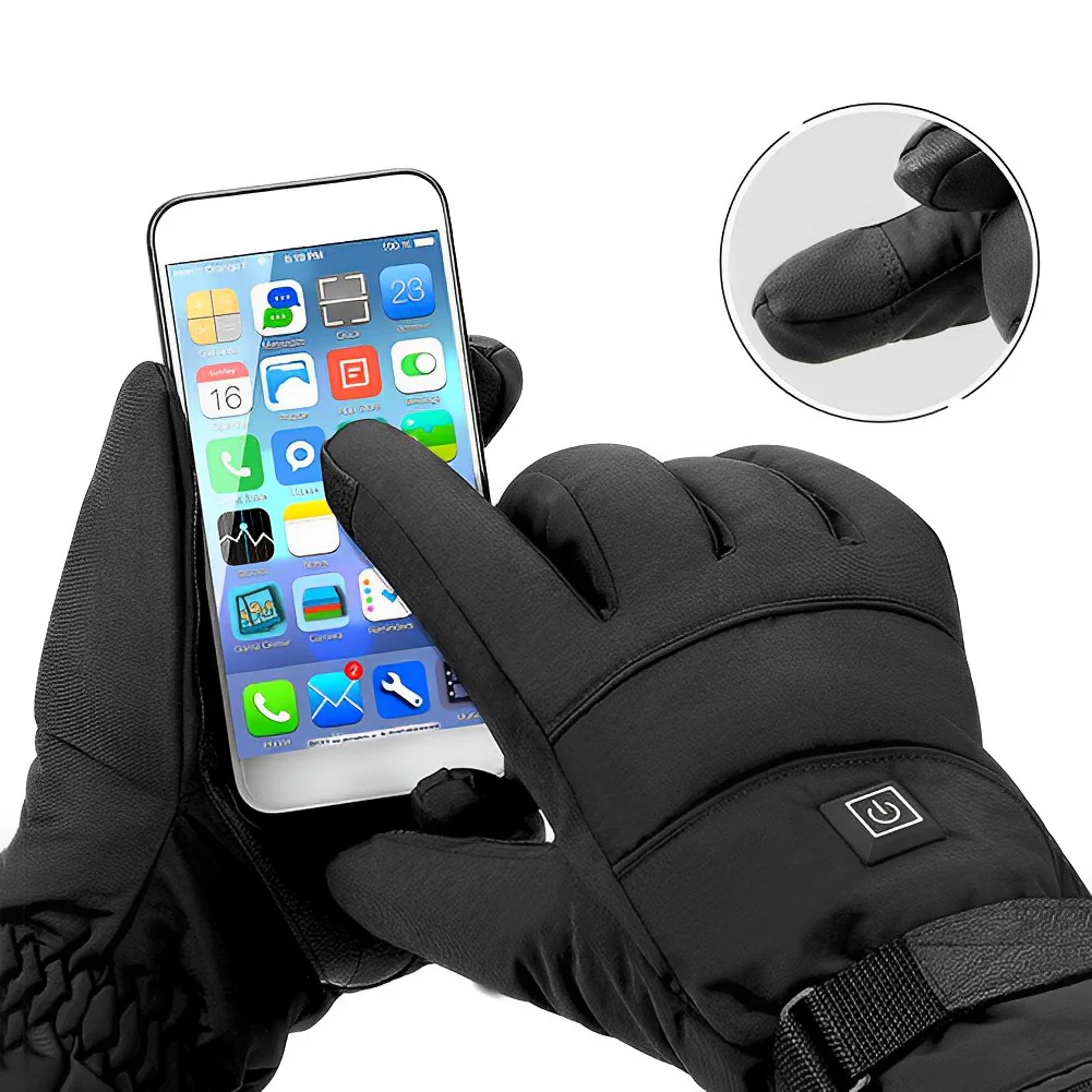 Rechargeable Heated Gloves with Touchscreen Fingertips and Carbon Fiber Heating, 8-Hour Battery