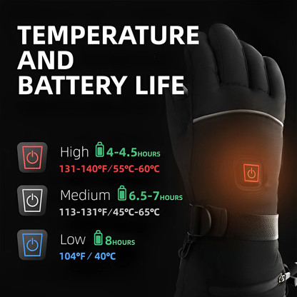 Rechargeable Heated Gloves with Touchscreen Fingertips and Carbon Fiber Heating, 8-Hour Battery