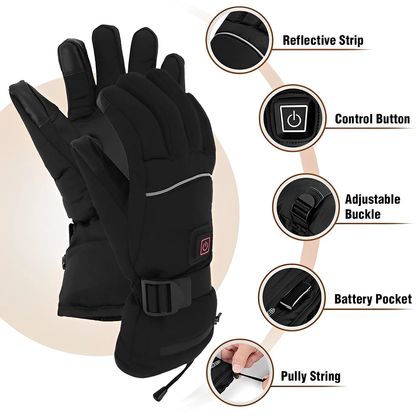 Rechargeable Heated Gloves with Touchscreen Fingertips and Carbon Fiber Heating, 8-Hour Battery