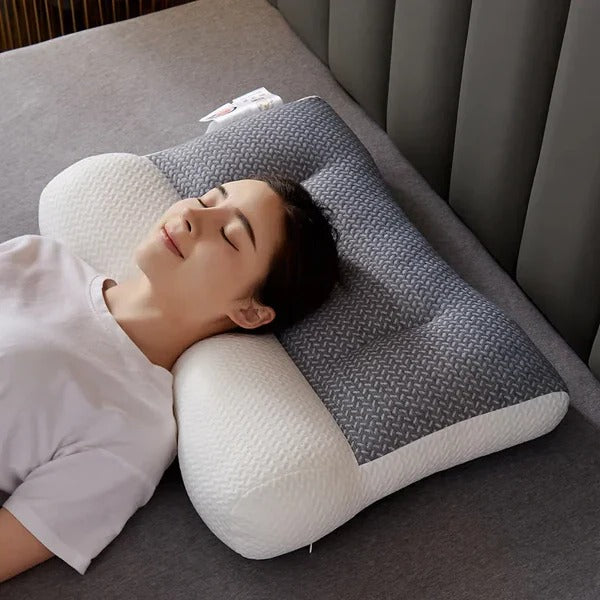 Contoured Neck Pillow with Dual Height Support and Multi-Zone Construction, Machine Washable
