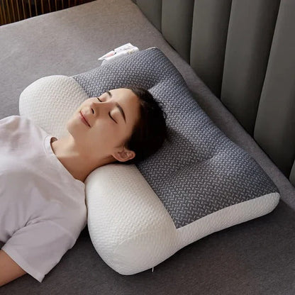 Contoured Neck Pillow with Dual Height Support and Multi-Zone Construction, Machine Washable