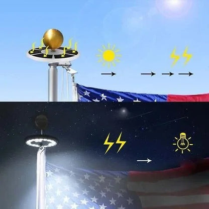 Solar Powered Flagpole with LED Flag Pole Lights