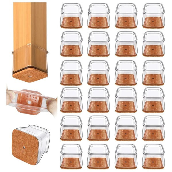 Square Chair Leg Protectors for Hardwood Floors, 24-Piece Furniture Set
